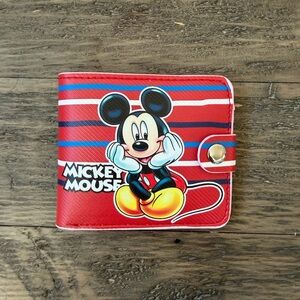 Disney Mickey Mouse Red and Blue Kids Wallet with Yellow Accents